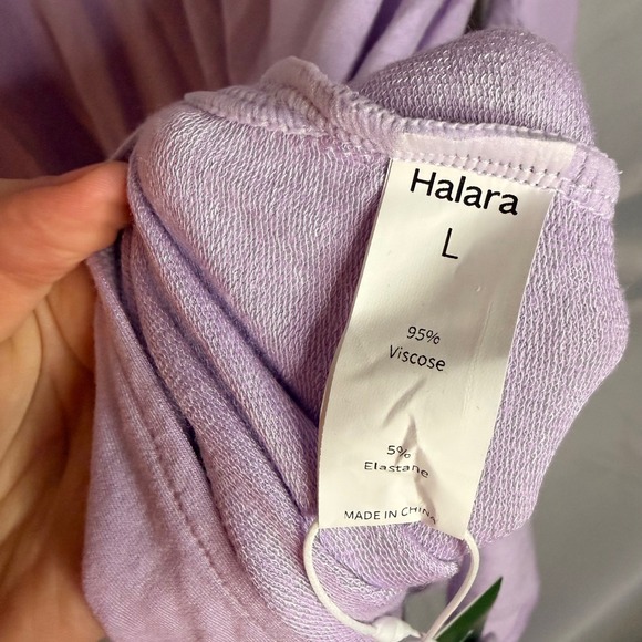 Halara Long Sleeve V Neck Tunic Hoodie Dress Lilac Purple Size L Athleisure NWT - Picture 8 of 14